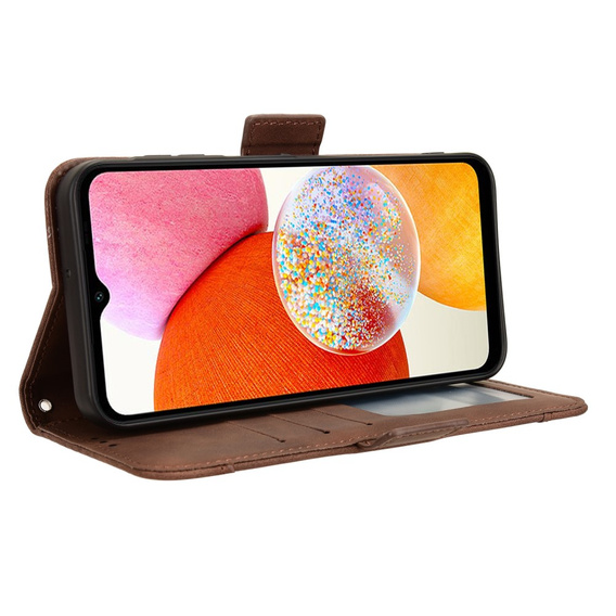 Etui z klapką do Samsung Galaxy A15 4G / 5G, Card Slot, brązowe