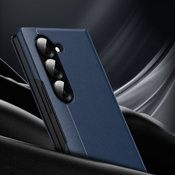 Etui z klapką do Samsung Z Fold5 5G, Smart View Wallet, granatowe