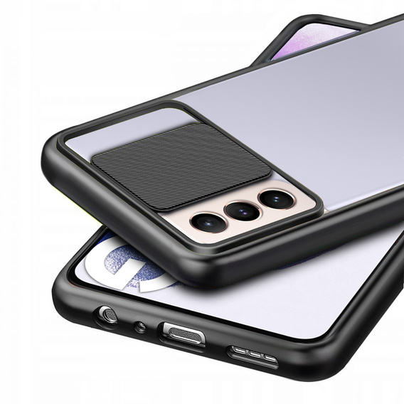 Etui do Samsung Galaxy S21+ Plus, z ochroną aparatu, przezroczyste / czarne