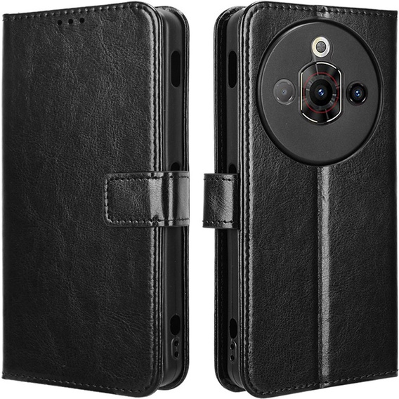 Etui z klapką do Nubia Focus Pro 5G, Crazy Horse Wallet, czarne