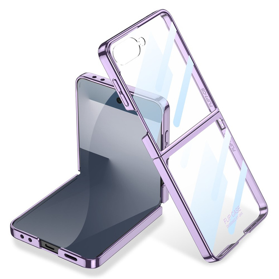 Etui ze szkłem do Samsung Galaxy Z Flip7 5G, PC Case, Fioletowe