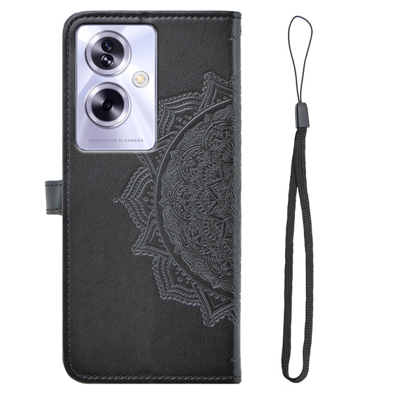 Etui z klapką do Oppo A79 5G, Mandala, czarne