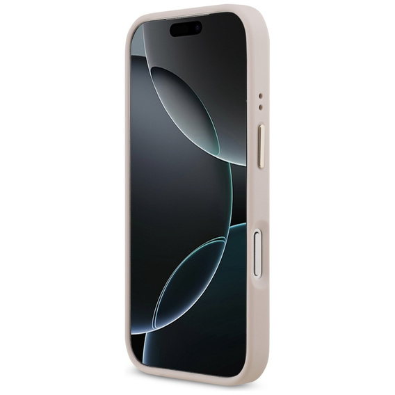 Etui GUESS do iPhone 17 Pro, 4G Strass Logo, do MagSafe, z paskiem, różowe