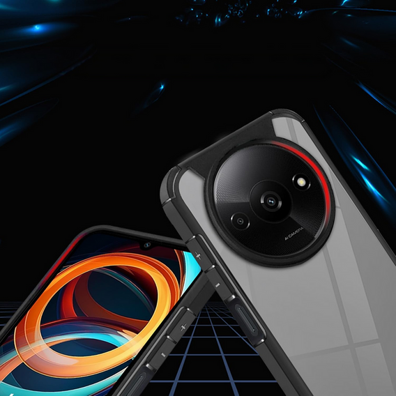 Etui do Xiaomi Redmi A3, Fusion Hybrid, z ochroną aparatu, przezroczyste / czarne