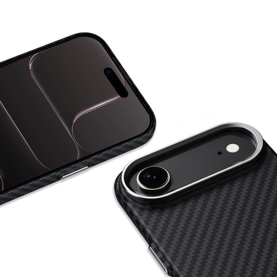Etui BENKS Kevlar Armor PRO do iPhone Air, Carbon Fiber 600D A068, do MagSafe, aktywny przycisk – czarne