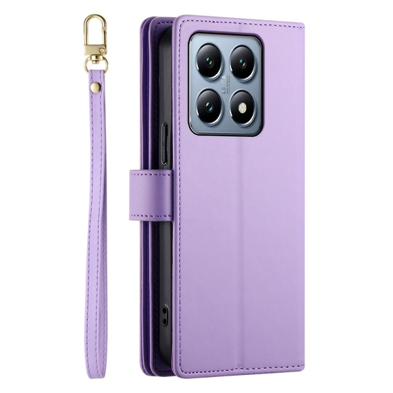 Etui z klapką do Xiaomi 14T Pro, Wallet Zipper Pocket, fioletowe