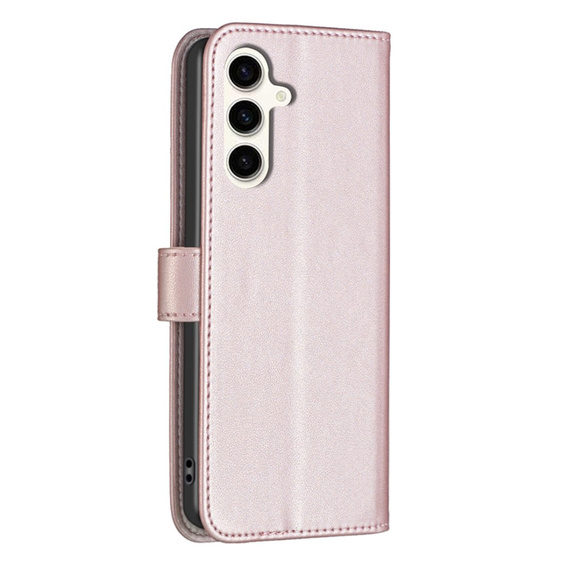 Etui z klapką do Samsung Galaxy S23 FE, BINFEN Wallet, różowe rose gold + szkło 9H