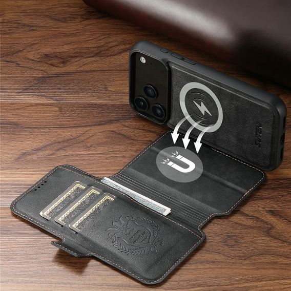Etui z klapką 2w1 SUTENI do iPhone 17 Pro Max, do MagSafe, czarne