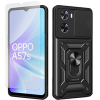 Zestaw Etui pancerne do Oppo A57s, CamShield Slide, czarne + szkło