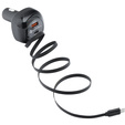 Ładowarka samochodowa Forcell F-Energy Alu USB C + USB A + zwijany kabel USB C PD QC4.0 SFC2.0 3A 75W - czarna