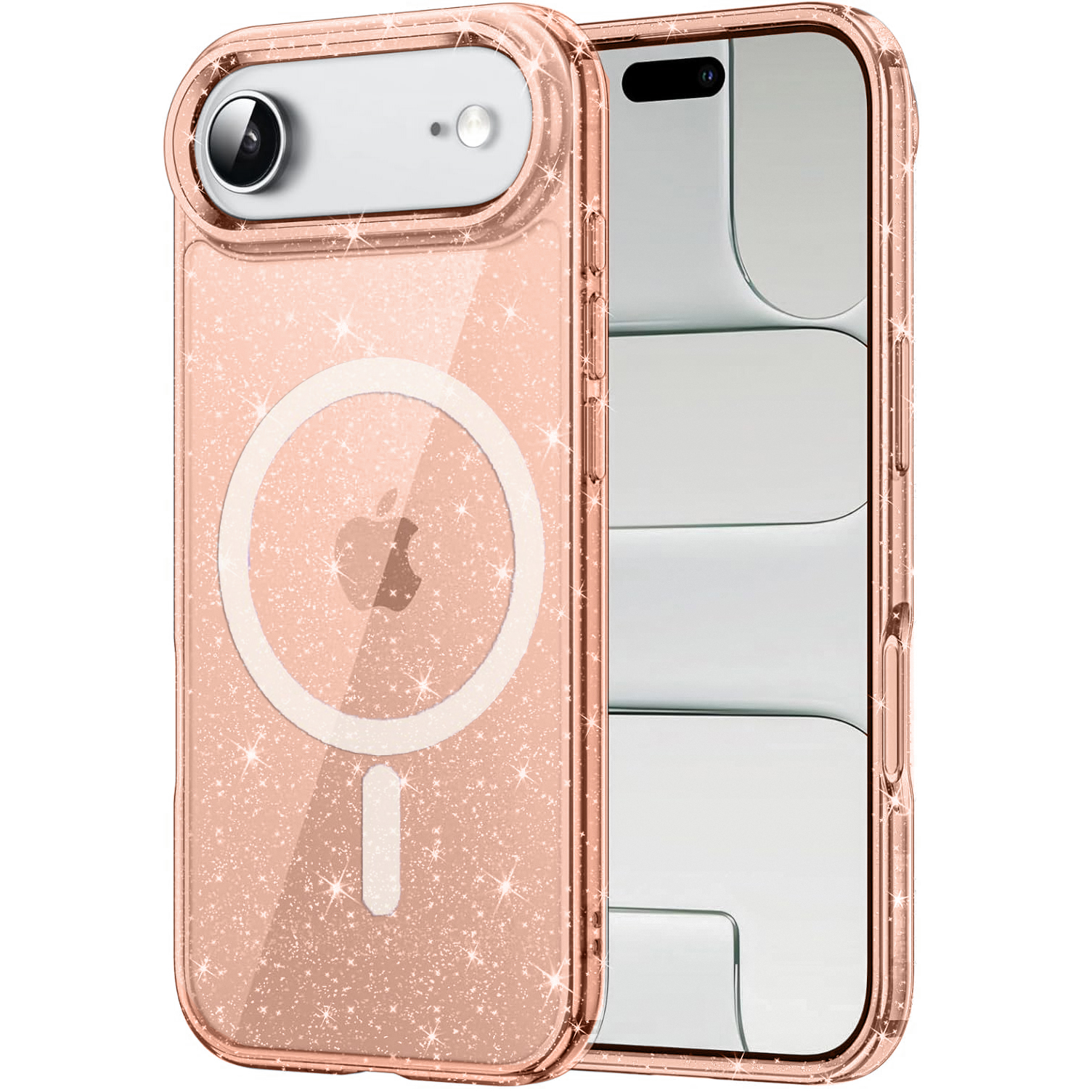 Etui do iPhone Air, do MagSafe, brokatowe, półprzezroczyste złote