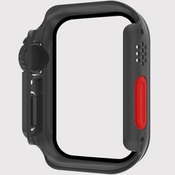 2w1 Etui + Szkło Hartowane do Apple Watch 4/5/6/SE 40MM, Czarne/Czerwone