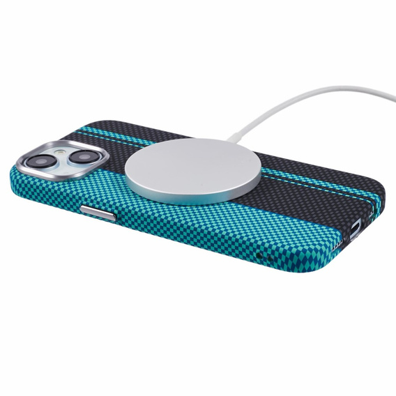 Etui do iPhone 13, Carbon Fiber MagSafe, czarne / niebieskie