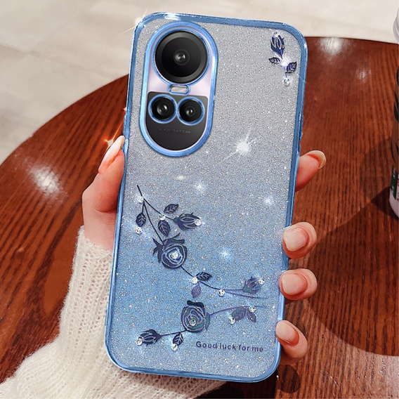 Etui Rhinestone do Oppo Reno 10 / 10 Pro, niebieskie