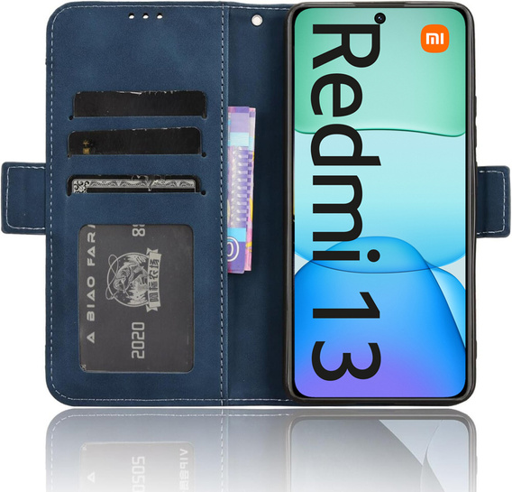 Etui z klapką do Xiaomi Redmi 13, Card Slot, granatowe