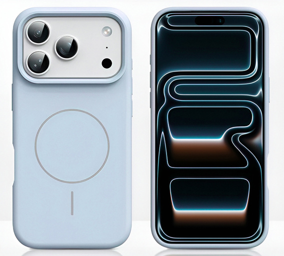 Etui silikonowe do iPhone 17 Pro - kompatybilne z MagSafe, antywstrząsowe, niebieskie