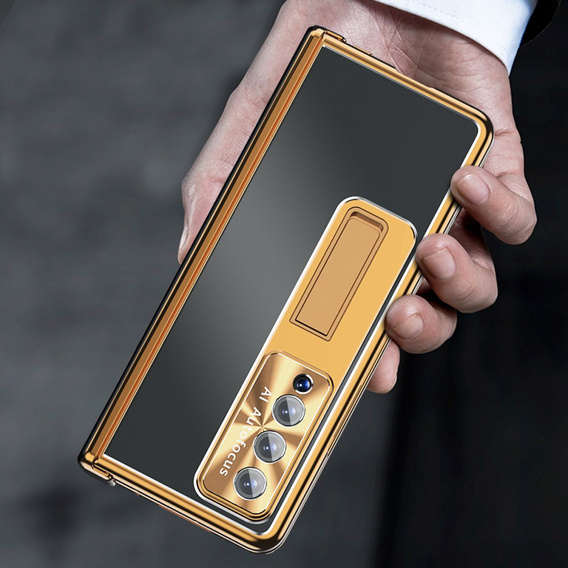 Etui ze szkłem do Samsung Galaxy Z Fold 4 5G, Premium Alloy, Gold / Black
