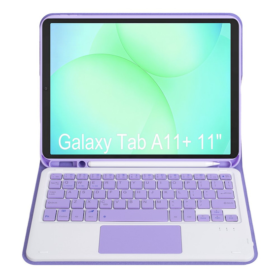 Etui z klawiaturą Bluetooth i touchpadem do Samsung Galaxy Tab A11+ – fioletowe