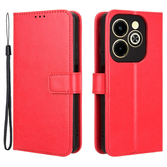 Etui z klapką do Infinix Hot 40i, Crazy Horse Wallet, czerwone