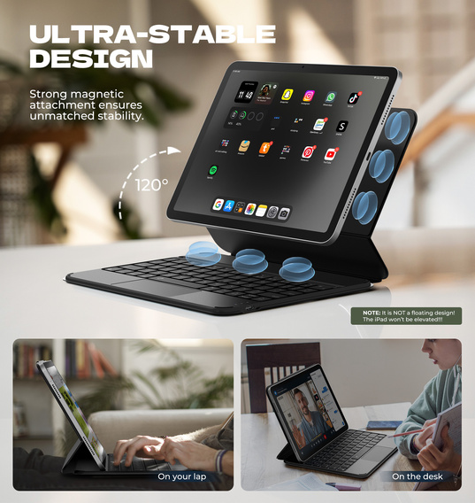 Etui z klawiaturą do iPad Air 11" 2025/2024 (7/6 gen.) / Air 10.9" 2022/2020 (5/4 gen.) / Pro 11" 2022/2021/2020/2018 (4/3/2/1 gen.), Dexnor Magnetic Keyboard Touchpad, czarne