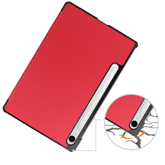 Etui do Samsung Galaxy Tab S9 FE / S10 FE, Tri-fold, z miejscem na rysik, czerwone