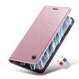 Etui z klapką CASEME do Samsung Galaxy S21, Waxy Textured, różowe