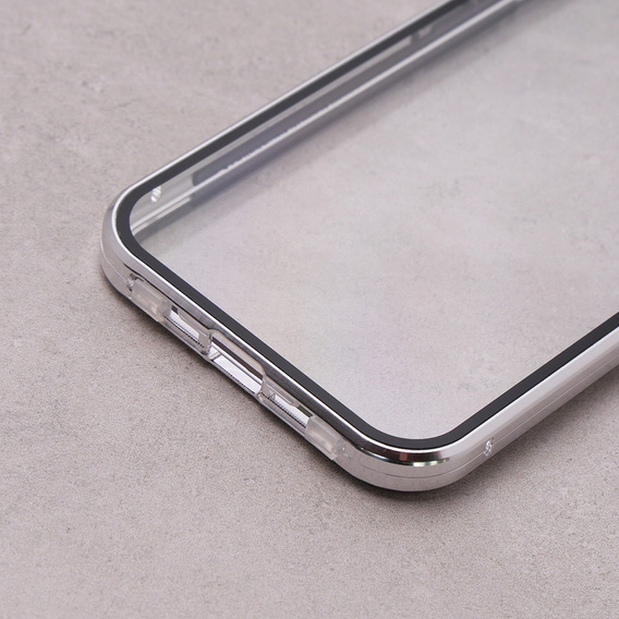 Etui do iPhone 13, Magnetic Dual Glass, srebrne