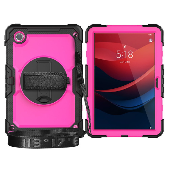 Etui pancerne do Lenovo Tab M11, ochronne 360 z miejscem na rysik, różowe