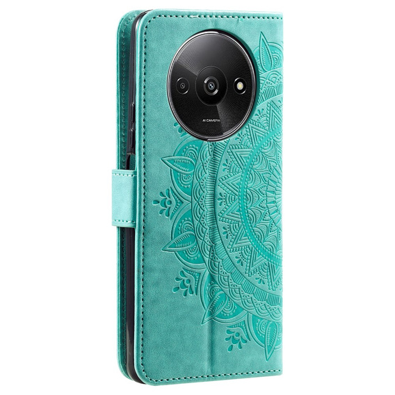 Etui z klapką do Xiaomi Redmi A3, Mandala, zielone