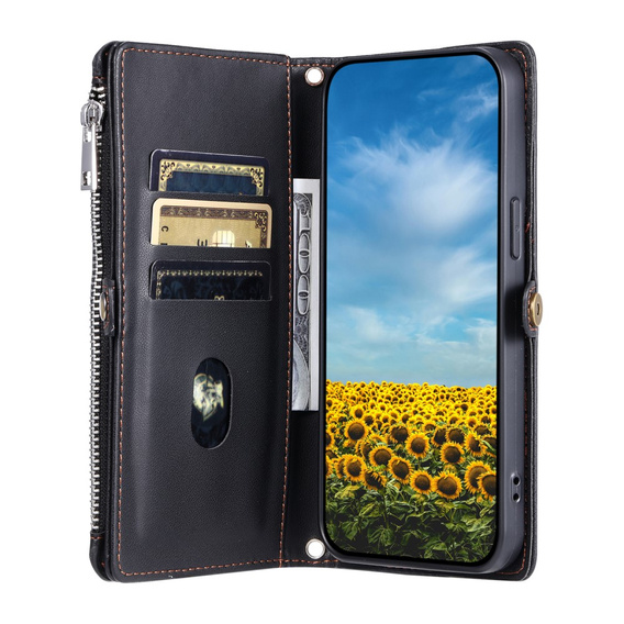 Etui z klapką do Xiaomi Redmi 14C / Xiaomi Poco C75, Wallet Zipper Pocket, czarne