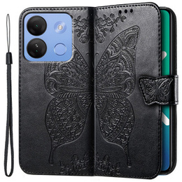 Etui z klapką do Infinix Smart 7 HD 4G, Butterfly, czarne