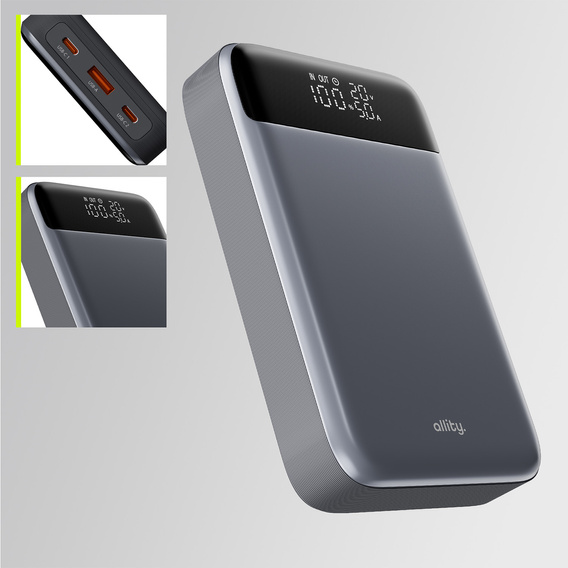 Allity Power Bank do laptopa APB-200 PD QC 130W 19200mAh - szary