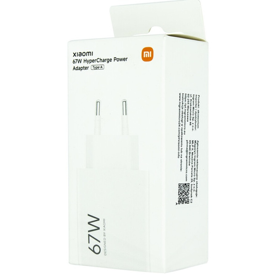 Oryginalna Ładowarka sieciowa Xiaomi GaN HyperCharge 67W - biała