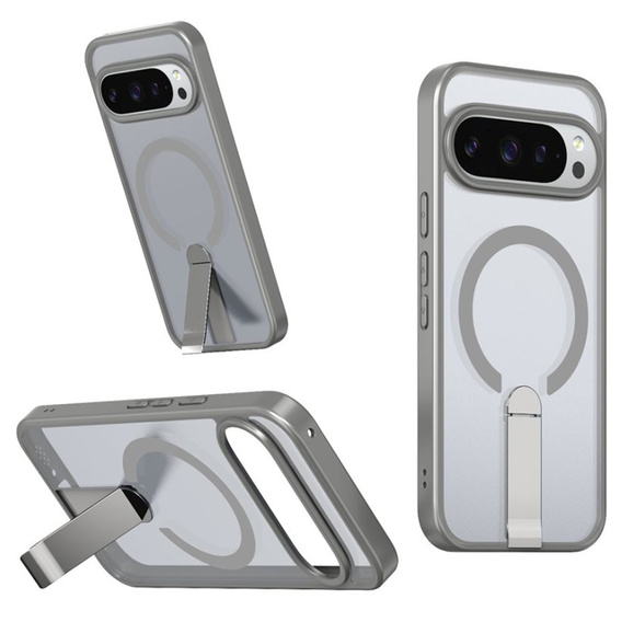 Etui do Google Pixel 10 Pro XL, Fusion Hybrid, do MagSafe, z podstawką, szare