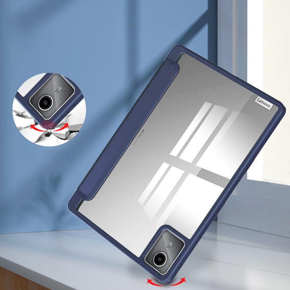 Etui z przezroczystym akrylowym tyłem i miejscem na rysik do Lenovo Tab M11 – granatowe