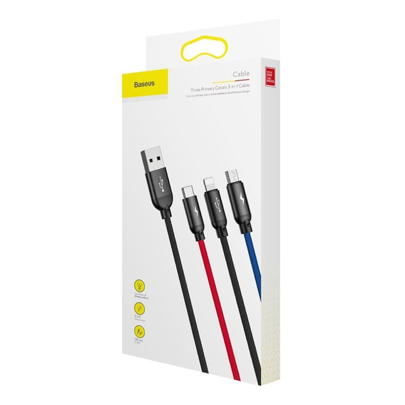 BASEUS 3in1 Kabel Type-C / Lightning / MicroUsb 1.2M - Black