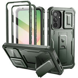 Etui pancerne do Samsung Galaxy A56 5G, Dexnor Kickstand Cam Protector, zielone