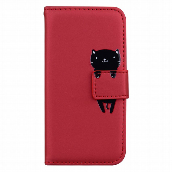 Etui z klapką do Xiaomi Redmi Note 8 Pro, Wallet Cat, czerwone