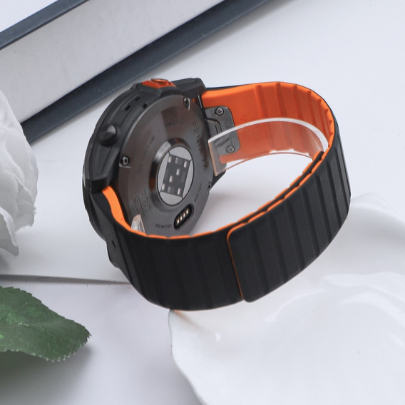 Pasek Silikonowy QuickFit do Garmin Fenix 22mm, Czarny / Pomarańczowy