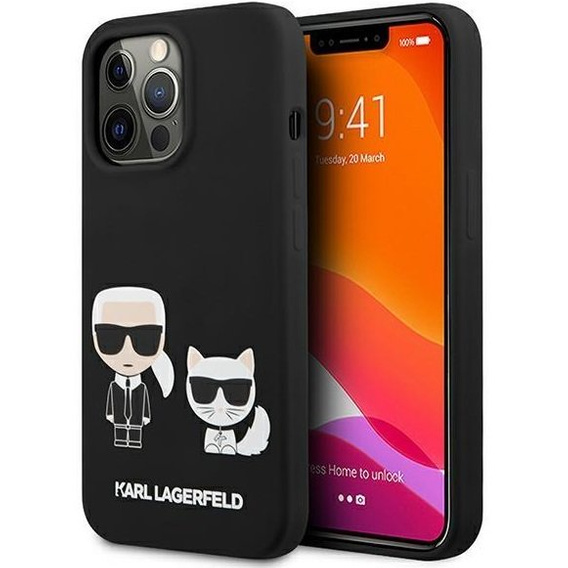 Etui Karl Lagerfeld do iPhone 13 Pro, Silicone Karl&Choupette, czarne