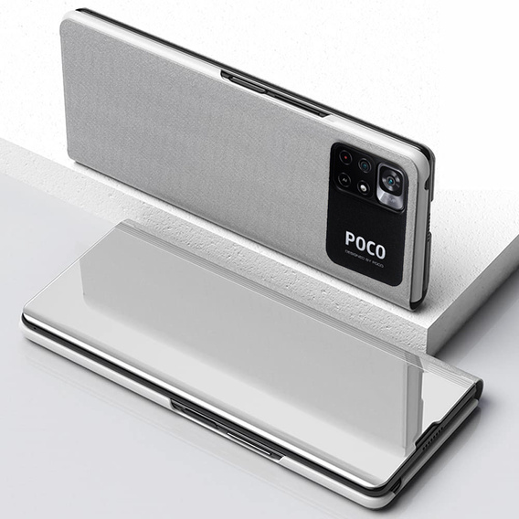 Etui do Xiaomi Poco M4 Pro 4G, Clear View, srebrne