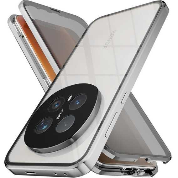 Etui do Honor Magic 8 Pro, Magnetic Dual Glass, srebrne