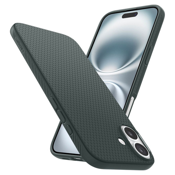 Etui Spigen Liquid Air do iPhone 16 – kolor Abyss Green + Szkło Hartowane 9H