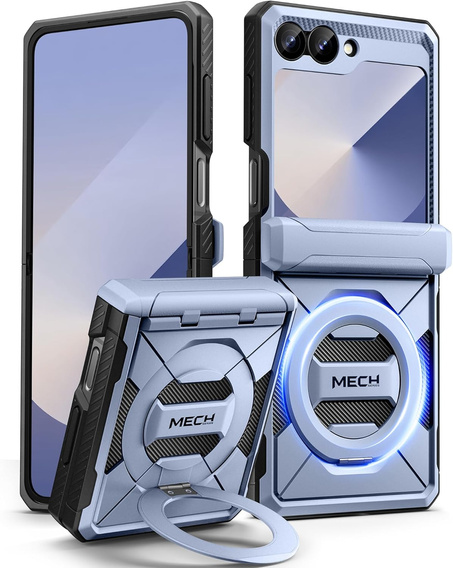 Etui do Samsung Galaxy Z Flip7 FE / Z Flip6, Tongate MECH Magsafe, niebieskie