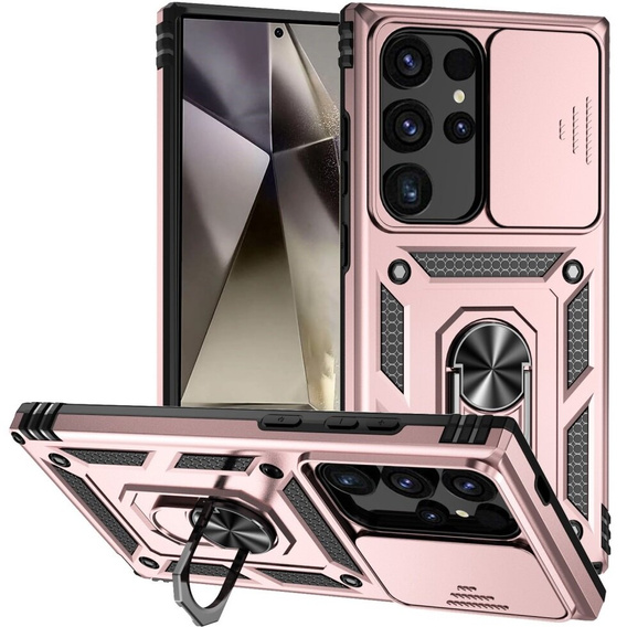 Etui pancerne do Samsung Galaxy S24 Ultra, CamShield Slide, różowe rose gold