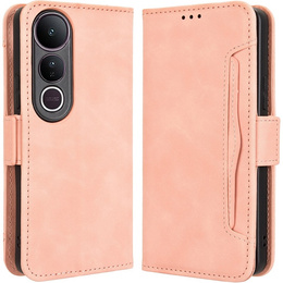 Etui z klapką do Vivo V50 Lite 4G / 5G, Card Slot, różowe