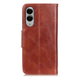 Etui z klapką do Samsung Galaxy S25 Edge, skórzane, brązowe