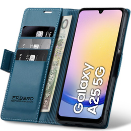 Etui do Samsung Galaxy A25 5G, ERBORD Glossy Litchi, portfel z klapką, niebieskie
