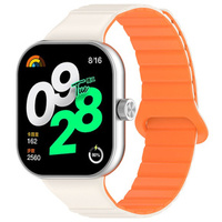 Pasek Silikonowy do Xiaomi Redmi Watch 4 / Xiaomi Smart Band 8 Pro / Xiaomi Smart Band 9 Pro, Beżowy/Pomarańczowy