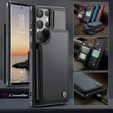 Etui z klapką CASEME do Samsung Galaxy S25 Ultra, Litchi Wallet, czarne